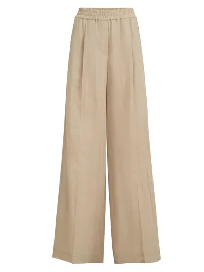Brunello Cucinelli Women Loose Track Trousers In Cotton Organza In Neutral