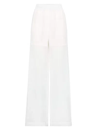 Brunello Cucinelli Women's Cotton Organza Loose Trousers In White