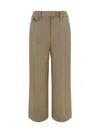 Brunello Cucinelli Chino Crop Trousers In Cotton And Linen Cover-up With Moniline In Multicolor