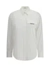 Brunello Cucinelli Classic White Shirt With Pointed Collar And Modern Mesh Detail In White