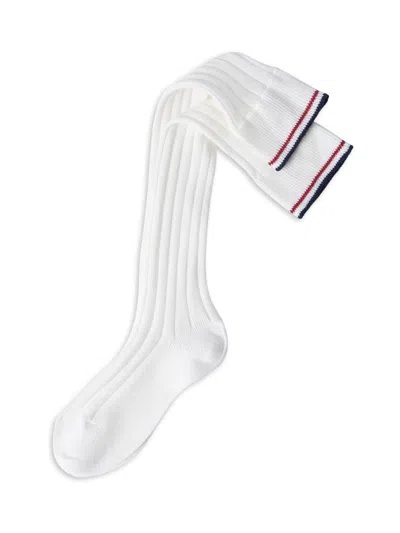 Brunello Cucinelli Women's Cotton Rib Knit Socks With Stripes In White