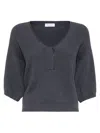 Brunello Cucinelli Women's Cotton Short Sleeve Sweater In Lead