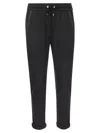 Brunello Cucinelli Cotton-silk Fleece Trousers With Shiny Pocket In Black
