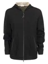 Brunello Cucinelli Women Cotton-silk Sweatshirt Topwear With Jewellery In Black