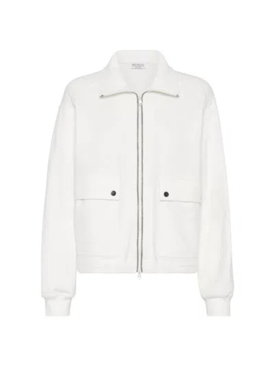 Brunello Cucinelli Women's Cotton Smooth French Terry Sweatshirt In Off White