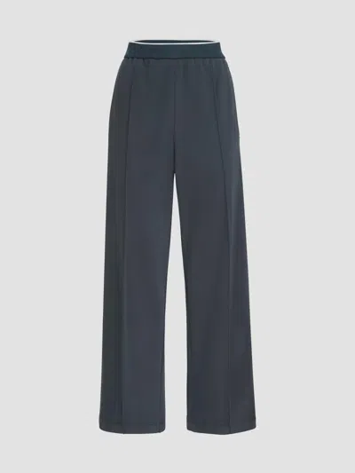 Brunello Cucinelli Women's Cotton Smooth French Terry Track Trousers In Blue