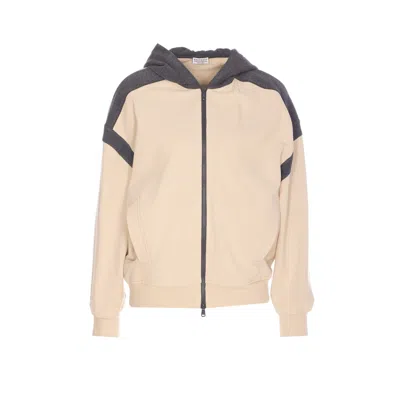 Brunello Cucinelli Women Cotton Smooth Sweatshirt Topwear In Beige