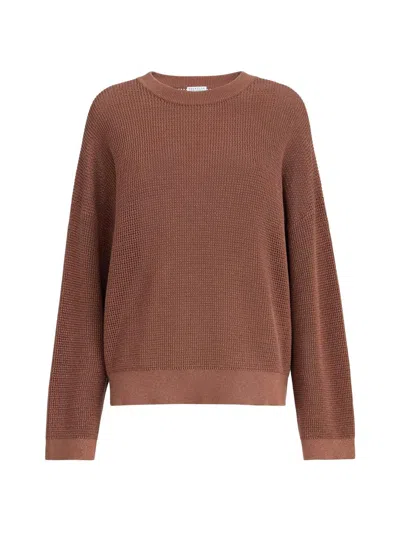 Brunello Cucinelli Women's Cotton Sparkling Net Sweater In Brown