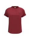Brunello Cucinelli Cotton T-shirt Embellished Shiny Jewels In Burgundy
