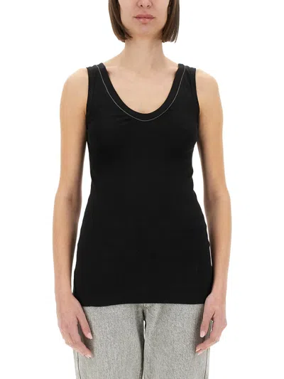 Brunello Cucinelli Women Cotton Tank Top In Black