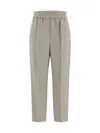 Brunello Cucinelli Women Cotton Trousers In Gray