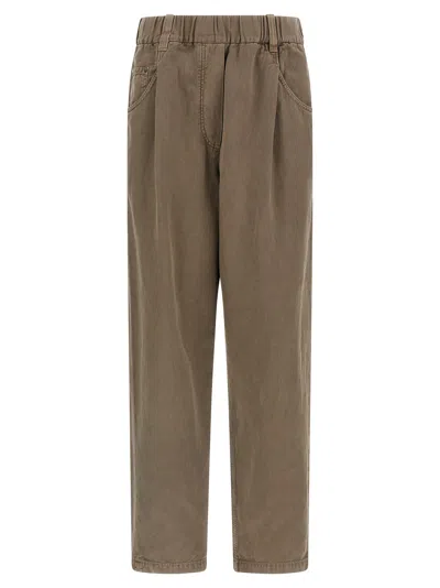 Brunello Cucinelli Women Cotton Trousers In Brown