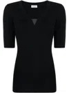Brunello Cucinelli Women Cotton V-necked Top In Multicolor