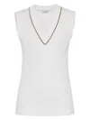 Brunello Cucinelli Stretch-cotton V-neck Top In White