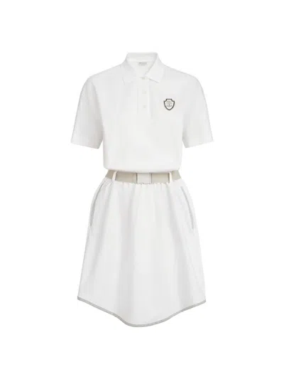 Brunello Cucinelli Couture Interlock Mini Dress With Logo In White