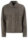 Brunello Cucinelli Women Couture Suede Jacket With Jewellery In Gray