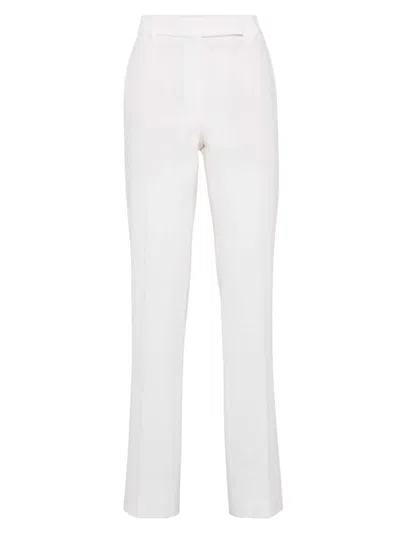 Brunello Cucinelli Cotton Tailored Straight Trousers In Off White