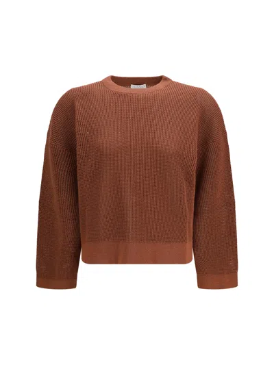 Brunello Cucinelli Women Crewneck Sweater In Brown