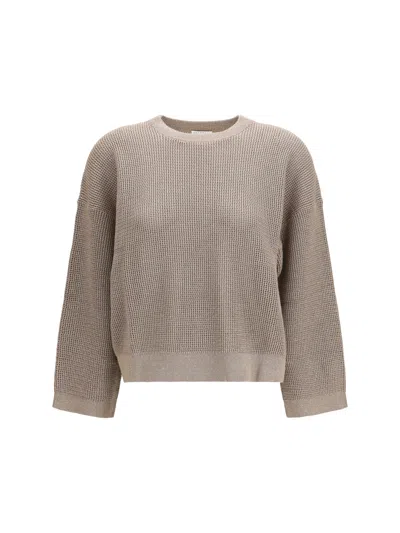 Brunello Cucinelli Gold Cotton Sweatshirt In Brown