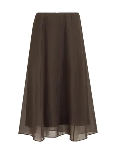 Brunello Cucinelli Women's Crispy Silk Circle Skirt In Brown