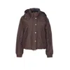 Brunello Cucinelli Women Crop Down Jacket With Shiny Zipper Pull In Brown