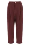 Brunello Cucinelli Cropped Trousers With Elastic Waistband And Pockets In Brown