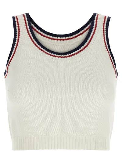 Brunello Cucinelli Cropped Ribbed Knit Top Active Line In White