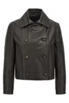 Brunello Cucinelli Cropped Caban With Monile Detail In Black