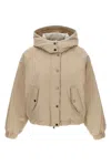 Brunello Cucinelli Cropped High Collar Quilted Jacket In White