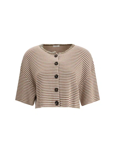 Brunello Cucinelli Women Cropped Striped Cardigan