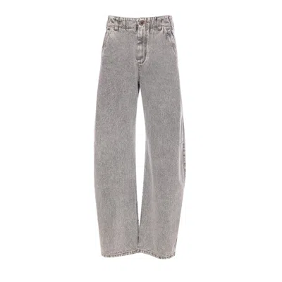 Brunello Cucinelli Women Curved Authentic Denim Jeans In Gray