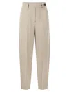Brunello Cucinelli Women Slouchy Trousers In Sparkling Linen Canvas With Jewellery In Neutral