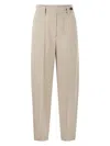 Brunello Cucinelli Women Slouchy Trousers In Sparkling Linen Canvas With Jewellery In Neutral