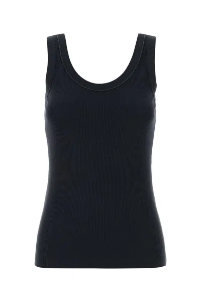 Brunello Cucinelli Women Dark Blue Stretch Cotton Tank Top
