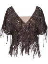 Brunello Cucinelli Women Brown Knit Dazzling Abstract Embroidery Top In Multicolor