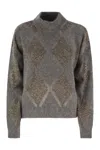 Brunello Cucinelli Dazzling Argyle Sweater In Wool And Mohair In Grey