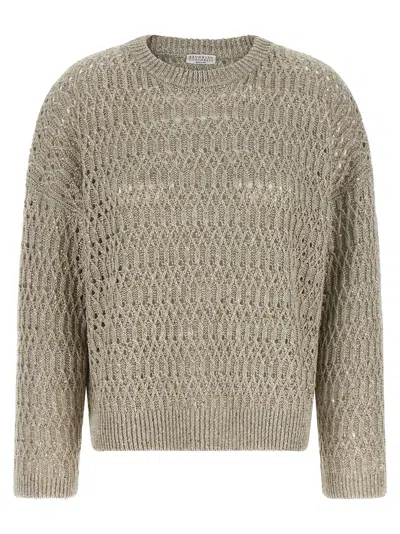 Brunello Cucinelli Women's Dazzling Braids Sweater In Sand