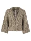 Brunello Cucinelli Chunky Knit Sweater With Deep V-neckline And Cable Design In White