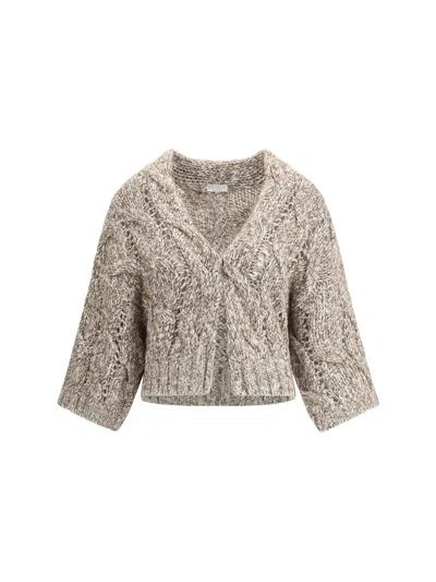 BRUNELLO CUCINELLI BRUNELLO CUCINELLI WOMEN DAZZLING CHINÉ WOOL CARDIGAN