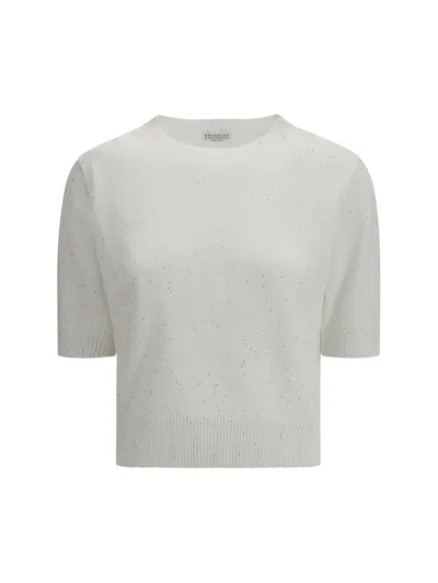Brunello Cucinelli Women Dazzling Cotton Sweater In White