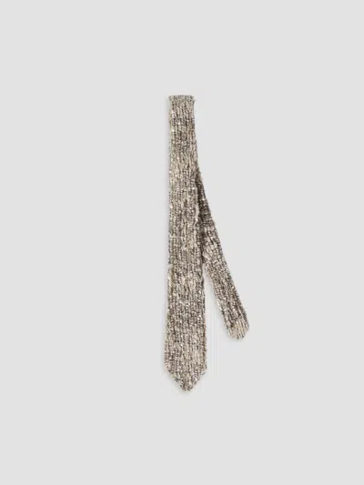 Brunello Cucinelli Women's Dazzling Craquelé Embroidery Tie In Mohair And Wool In Silver