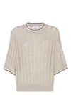 Brunello Cucinelli Women's Dazzling Crewneck Jumper Sweater In Beige