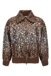 Brunello Cucinelli Sparkling Ombre Embroidery Cardigan In Brown
