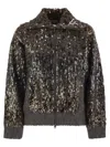 Brunello Cucinelli Embellished Crewneck Knitwear With Ribbed Accents In Black