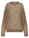 Brunello Cucinelli Dazzling Mesh Sweater In Brown