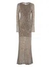 Brunello Cucinelli Women Dazzling Net Embroidery Knit Dress In Linen And Silk