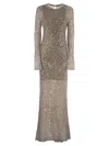 Brunello Cucinelli Women Dazzling Net Embroidery Knit Dress In Linen And Silk