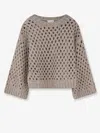 Brunello Cucinelli Women Dazzling Net Silk And Linen Blend Sweater In White