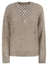 Brunello Cucinelli Women Dazzling Net Silk And Linen Jersey In White