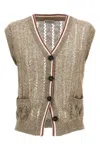 Brunello Cucinelli Dazzling Ribbed Net Gilet Beige In Cream